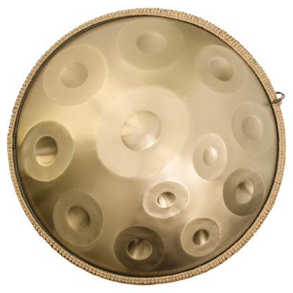 ANTETOK Gold Harmonic 440hz 22 Inch Handpan Steel Drum 12 Tones in D Minor Steel Tongue Drum, Harmonic Percussion for Sound Healing, Personal Meditation, Yoga, Gift for Music Lovers