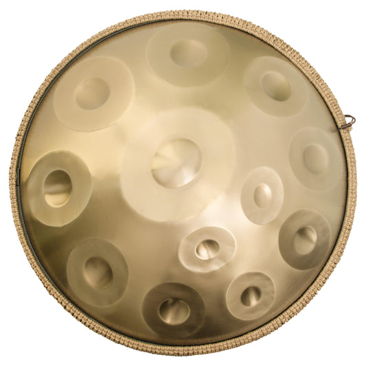 ANTETOK Gold Harmonic 440hz 22 Inch Handpan Steel Drum 12 Tones in D Minor Steel Tongue Drum, Harmonic Percussion for Sound Healing, Personal Meditation, Yoga, Gift for Music Lovers