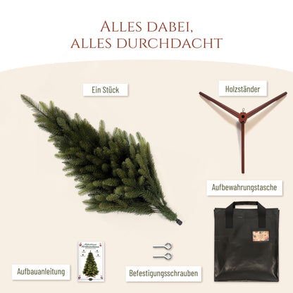 Premium Artificial Christmas Tree 180cm - AWARD WINNER - Realistic, dense branches, Artificial Christmas Tree with wooden stand and storage bag - Artificial Pine Tree by Pure Living.