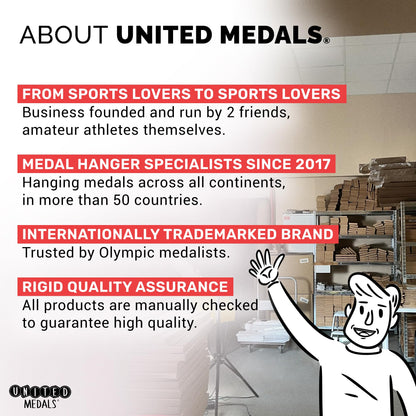 United Medals Finisher Medal Holder for Running, holds up to 48 medals - Runner's gift, marathon accessory - Medal Holder Hanger Display Rack - Black