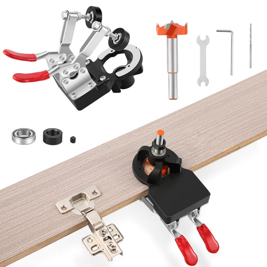 35mm hinge drilling template concealed door hinge jig, precise locking cabinet hinge jig, aluminum alloy material comes with clamping device for easy carrying and use.
