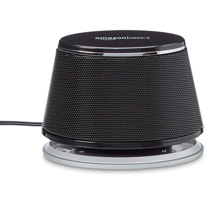 Amazon Basics Stereo 2.0 speakers for PC or laptop, 3.5mm AUX input, USB powered, 1 Pair, Black.
