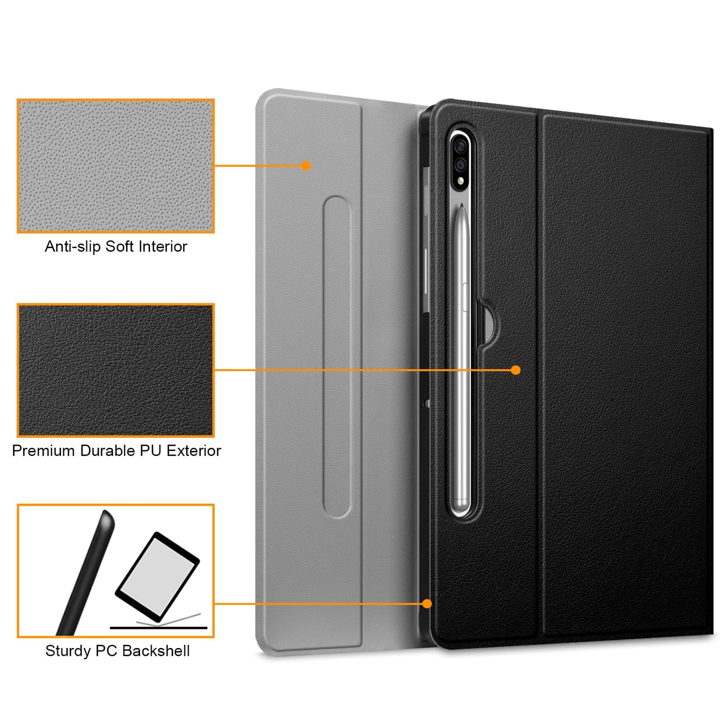 FINTIE Keyboard Case for Samsung Galaxy Tab S8 11 Inch 2022/ S7 11 Inch 2020 Tablet, Keyboard Cover with Magnetic Detachable German Bluetooth Keyboard, Black