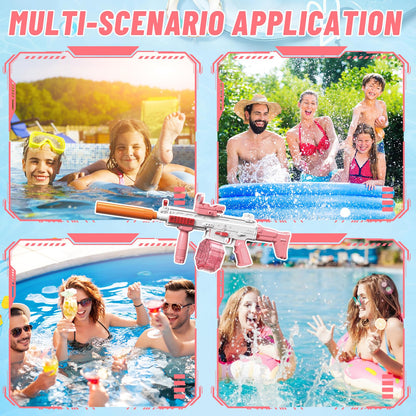 Electric water gun Very powerful water machine gun with rechargeable battery Squirt Gun Water Toy up to 20ft, Outdoor Water Gun shooting game for adults and kids (Pink)