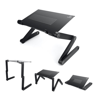 LifeBasis Laptop Stand Foldable Fully Adjustable Notebook Stand Aluminum Alloy Portable Bed Breakfast Tray Book Stand for Ultrabook Notebook up to 17", Black PACKAGING
