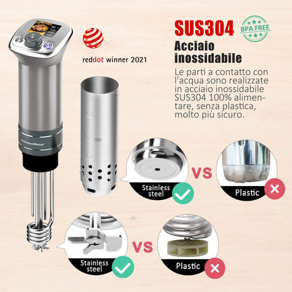 KitchenBoss Sous Vide Precision Cooker-Low Temperature: Cooker for kitchen with low temperature, 1100W, IPX7 waterproof, low temperature.