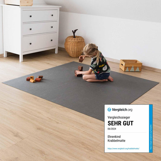 Honored Child® Made in Germany Anti-Slip Crawling Mat Oeko-Tex Mats | Playmat Baby | Size 120x120cm GRAY