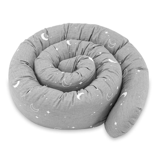 Totsy Baby Side Sleeper Pillow Bed Snake Body Pillow 400 cm Cotton - Long Pillow Bed Roll Sleep Pillow Neck Roll Pillow Oeko-Tex Certified Moon