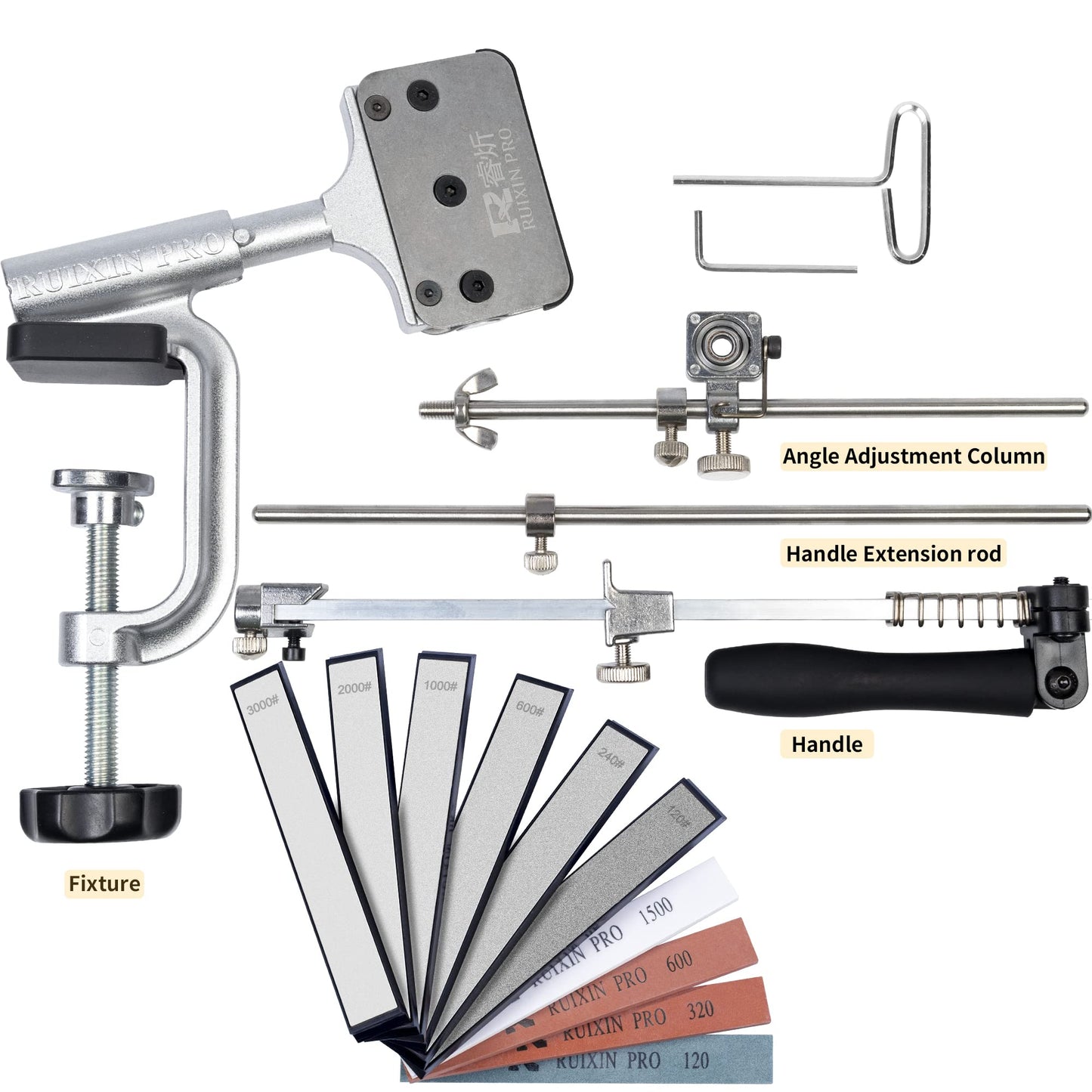 CWOVRS Knife Sharpener Pro, RX-008 Knife Sharpening System Stainless Steel, 360° Flip Rotation with Fixed Angle, Precision Upgrade Slider, Kitchen Chef Knife Sharpener Set with 4 Sharpening Stones + 6 Diamond Stones.