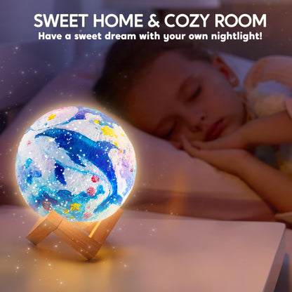 Clever Kits Crafting Moon Lamp Painting Set, DIY Moon Lamp Painting Creative Set for Kids, Craft Kit for children aged 6 7 8 9 10 11 12 years, Gifts for Girls 6-12 years, 3D Painting Night Light