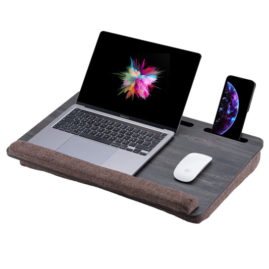 Vigo Wood Laptop Table - Laptop Tray Stand for up to 17.3 Inch - Cushioned Tray for Comfortable Work in Bed or on the Sofa - Sustainable Lap Desk for Home office, Study, and Relaxation.