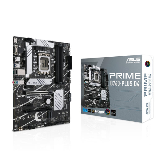 ASUS PRIME B760-PLUS D4 Gaming Motherboard Socket Intel LGA 1700 (Intel B760, ATX, DDR4 Memory, PCIe 5.0, 3x PCIe 4.0 M.2, Thunderbolt 4, Aura Sync)