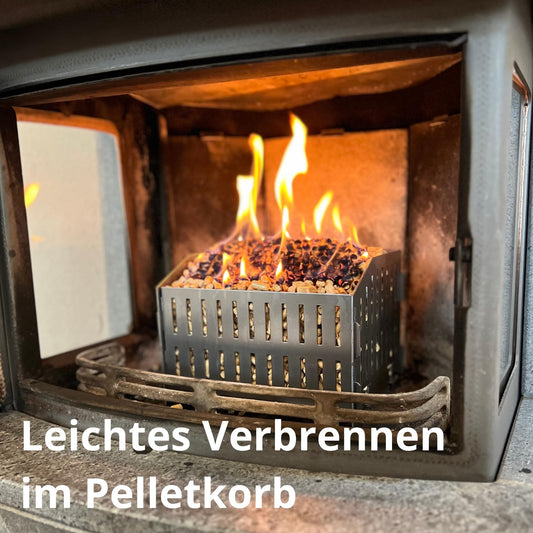 USEFUL SWEDEN Pellet Burning Basket - Burn wood pellets in a wood stove or open fireplace, Swedish steel, 17.7 x 24.0 x 17.0 cm dimensions, 2kg, emergency camping stove