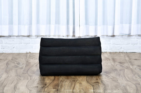 Leewadee Thai triangle cushion - Comfortable backrest reading pillow TV cushion - Ecological natural product with kapok filling, 50 x 33 x 33 cm, black