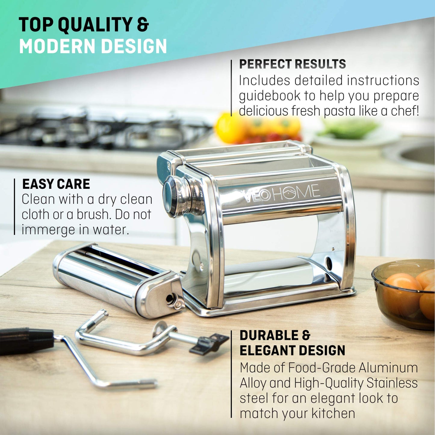Manual pasta machine with dryer - Multi-Pasta Stainless Steel Rustproof Italian flat pasta machine 7-stage adjustable, sharp blade clamp - Fresh homemade noodles, spaghetti, lasagna