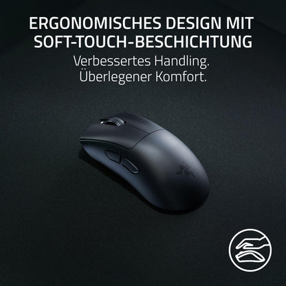 Razer DeathAdder V3 HyperSpeed - Ultra-light wireless ergonomic esports gaming mouse with 26K DPI (55g light, soft-touch coating, 100 hours battery life, HyperSpeed with 8K Hz) Black.
