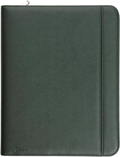 Vebon® A4 Berlin Ringbinder Folder I Zipper + Clipboard I Conference Folder + Laptop Bag I Extra Storage I Green I Faux Leather