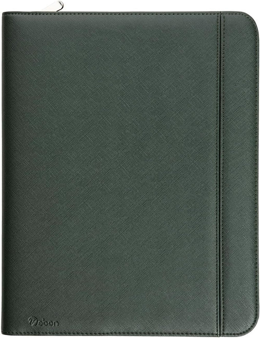 Vebon® A4 Berlin Ringbinder Folder I Zipper + Clipboard I Conference Folder + Laptop Bag I Extra Storage I Green I Faux Leather