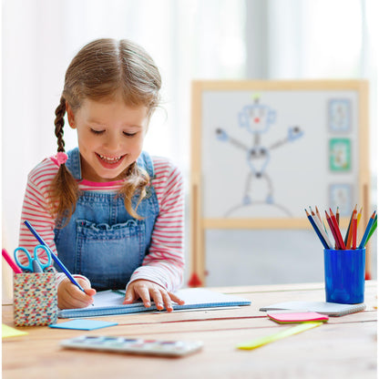 Relaxdays Kids Easel, adjustable height & magnetic, wood, whiteboard & chalkboard, 81-104 x 45 x 42 cm, natural