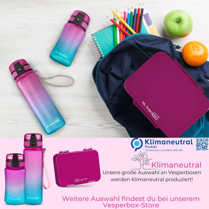 My Vesperbox - Len - Bento Box Kids - Lunchbox with 4+2 compartments - extremely durable - sandwich box - perfect for kindergarten and school (Purple Rainbow)