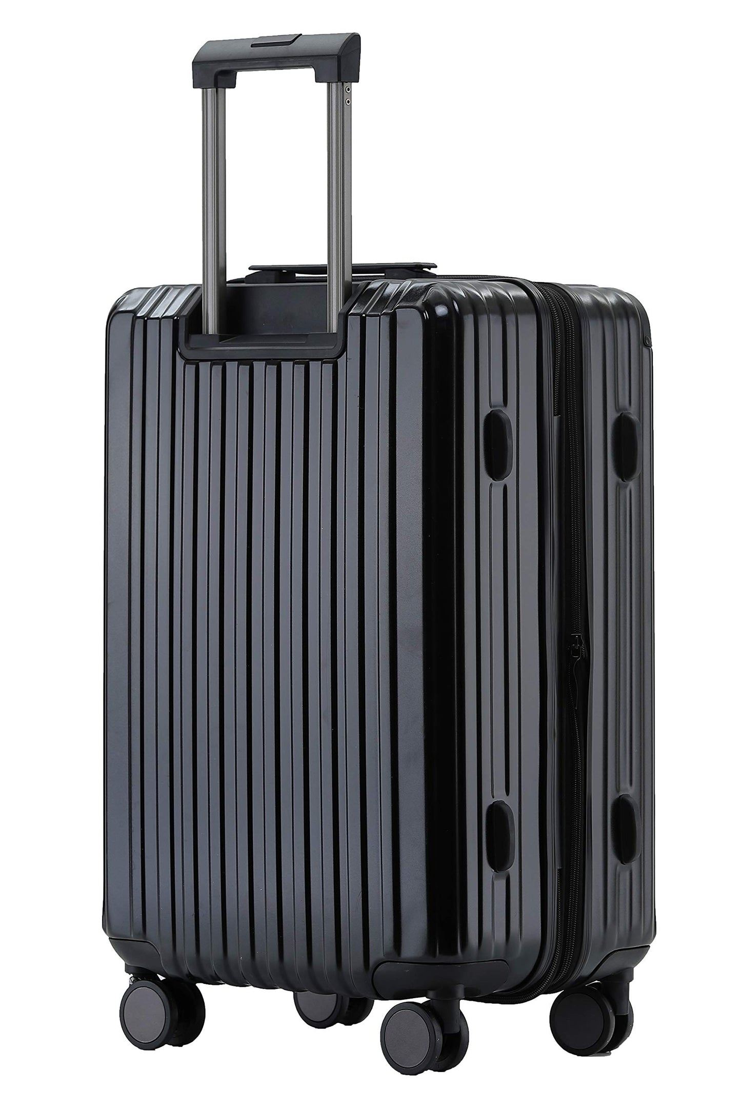 Münicase M816 TSA lock, expansion joint, telescopic handle, 4-wheel travel suitcase, hard shell (black, medium size)