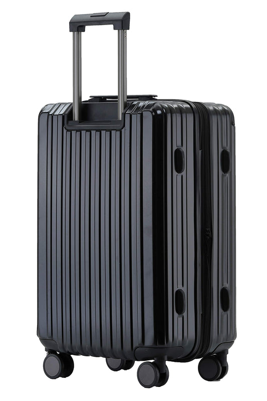 Münicase M816 TSA lock, expansion joint, telescopic handle, 4-wheel travel suitcase, hard shell (black, medium size)