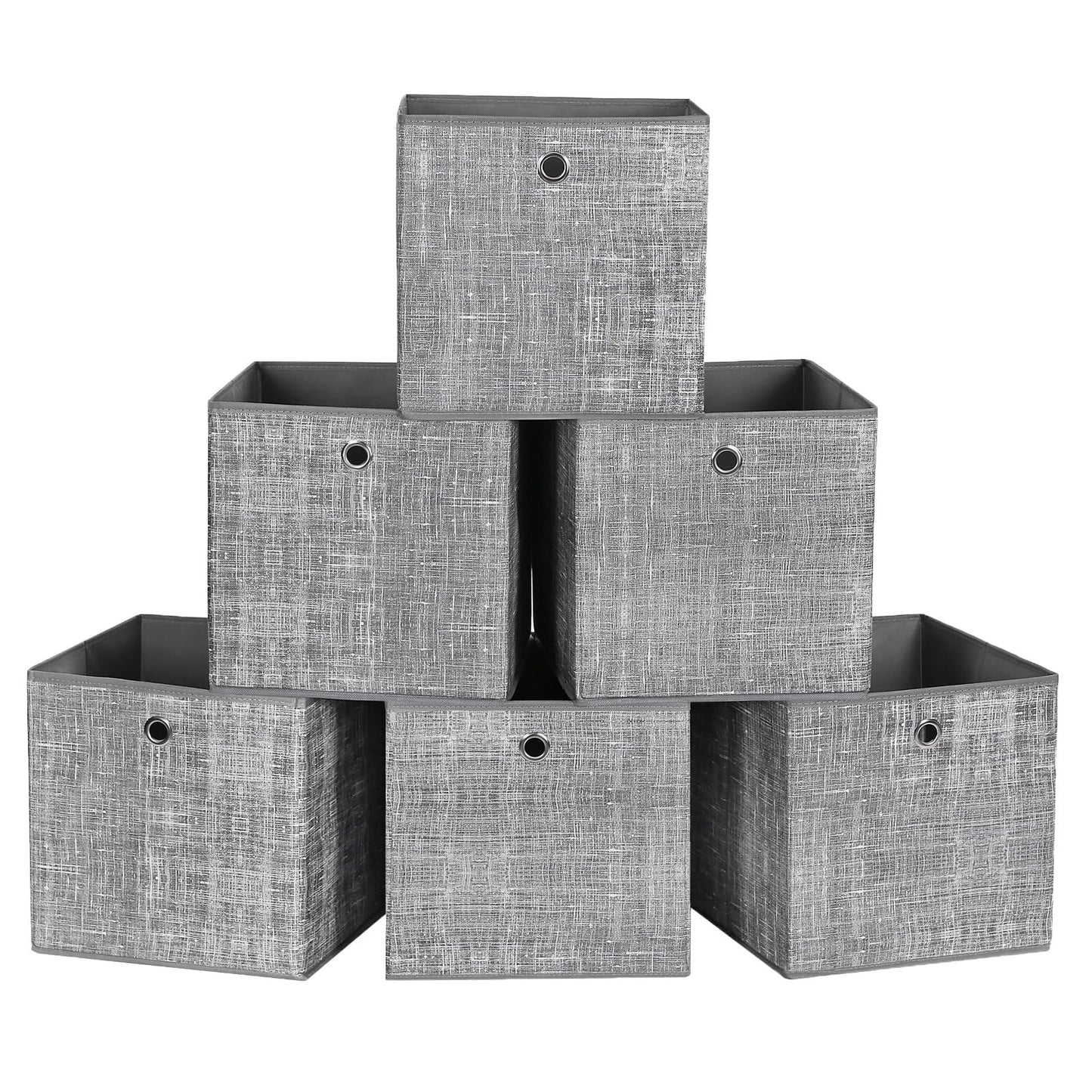 SONGMICS Storage Box, Set of 6, Storage Boxes made of non-woven fabric with handles, Storage Boxes, 30 x 30 x 30 cm, Organizer Box, for cube shelf, foldable box, clothes storage, grey marl RFB02LG-3.