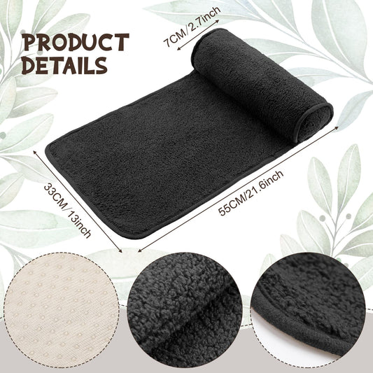 Weysat neck pillow for bed, headrest, adjustable plush pillow, neck roll, non-slip, fleece, couch, neck headrest pillow for travel, home, lounger, sofa, armchair (black)