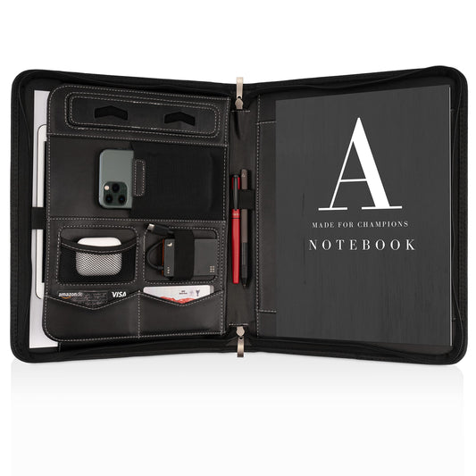 AZORIS PREMIUM® A4 Writing Pad Premium Conference Folder with plenty of storage space and a 13-inch compartment for tablet, iPad professional writing pad made of synthetic leather for ladies and gentlemen.