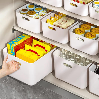 LYLIDIA 10 Piece Storage Box Plastic 30 cm Storage Basket Large White Basket Storage Plastic Box Baskets Plastic Box for Bathroom Kitchen Cabinet Shelf Organizer Boxes