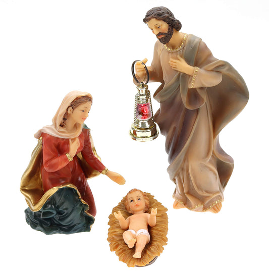ELLUG nativity set 11 pieces, height up to 19cm Lantern with light, Nativity scene figures Nativity accessories Christmas decoration, made of Polyresin