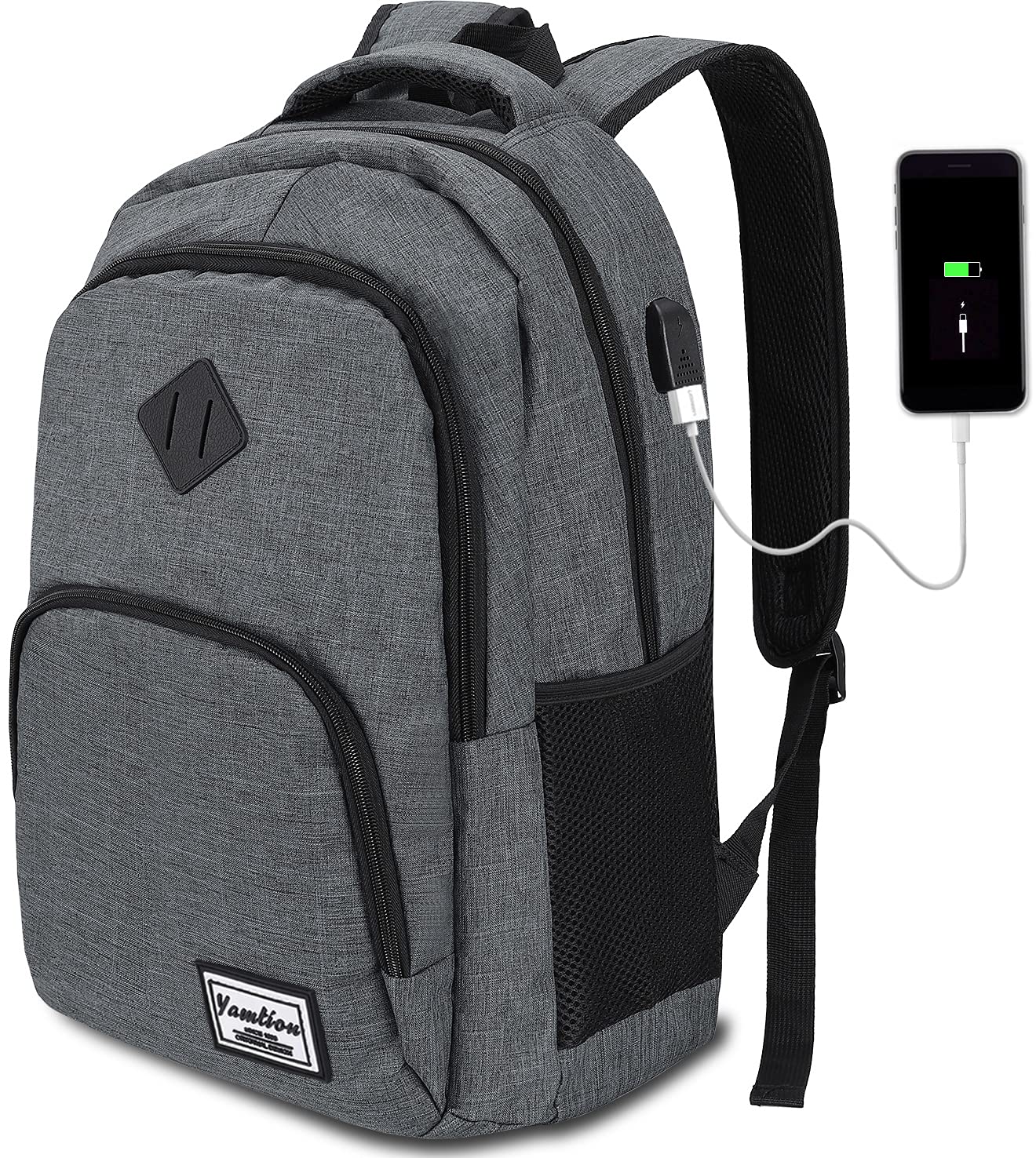 YAMTION Laptop Backpack, Men's Backpack with USB Charging Port School Backpack for Boys Teenagers with 15.6 Inch Laptop Compartment for Work School Travel, 35L