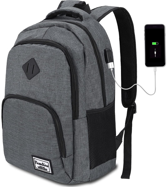 YAMTION Laptop Backpack, Men's Backpack with USB Charging Port School Backpack for Boys Teenagers with 15.6 Inch Laptop Compartment for Work School Travel, 35L