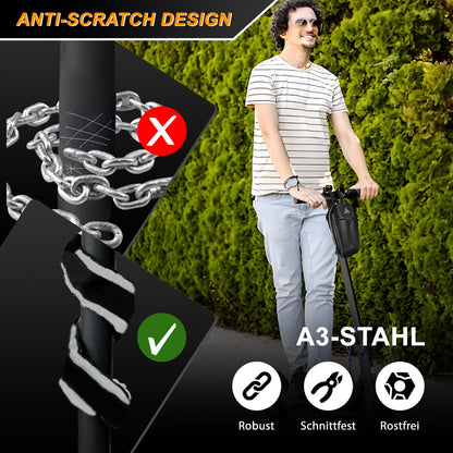 E Scooter Lock | 8mm Thick Chain Lock | Bike Lock | E Roller Lock High Security | Handcuff Lock with Case | Locks for Scooter Roller/Stroller/E-Bike