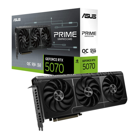 ASUS Prime GeForce RTX 5070 12GB GDDR7 OC Edition Gaming Graphics Card (NVIDIA Blackwell Architecture and DLSS 4, 2.5-Slot Design, SSF, PCIe 5.0, 3X DisplayPort 2.1b, 1x HDMI 2.1b, PRIME-RTX5070-O12G)