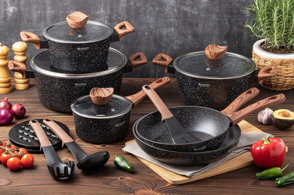 EDENBERG 15-piece cookware set for induction cooktops. Coated pots and pans, induction pots set, suitable for induction cookware. Top quality cookware set for all your cooking needs.