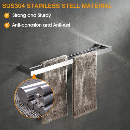 Bathroom toilet double 40cm towel bar wall mounted, stainless steel - polished stainless steel, BA8502C-40