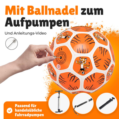 Soccer for kids I Soccer size 3 I Lightweight mini ball with tiger motif I Sturdy I Soft ball for 3 or 4 years old I Children's birthday party favor I Outdoor toy I Comes with ball needle