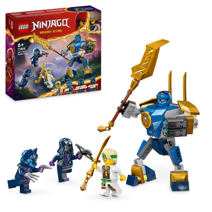 LEGO NINJAGO Kai's Fire Mech, action figure toy for kids & NINJAGO Jay Battle Mech, ninja toy for kids with figures incl. Jay minifigure.