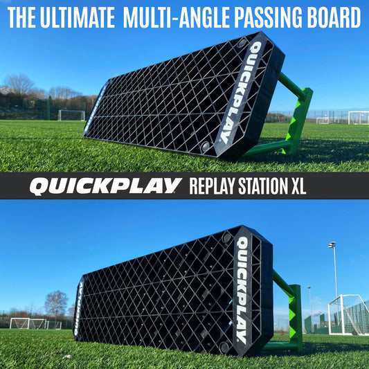 QUICKPLAY Replay Station Soccer Portable Rebound Wall - Portable Rebounder Board with Two Surfaces and Adjustable Angle - Soccer Training Equipment for Ball Control and Passing Drills