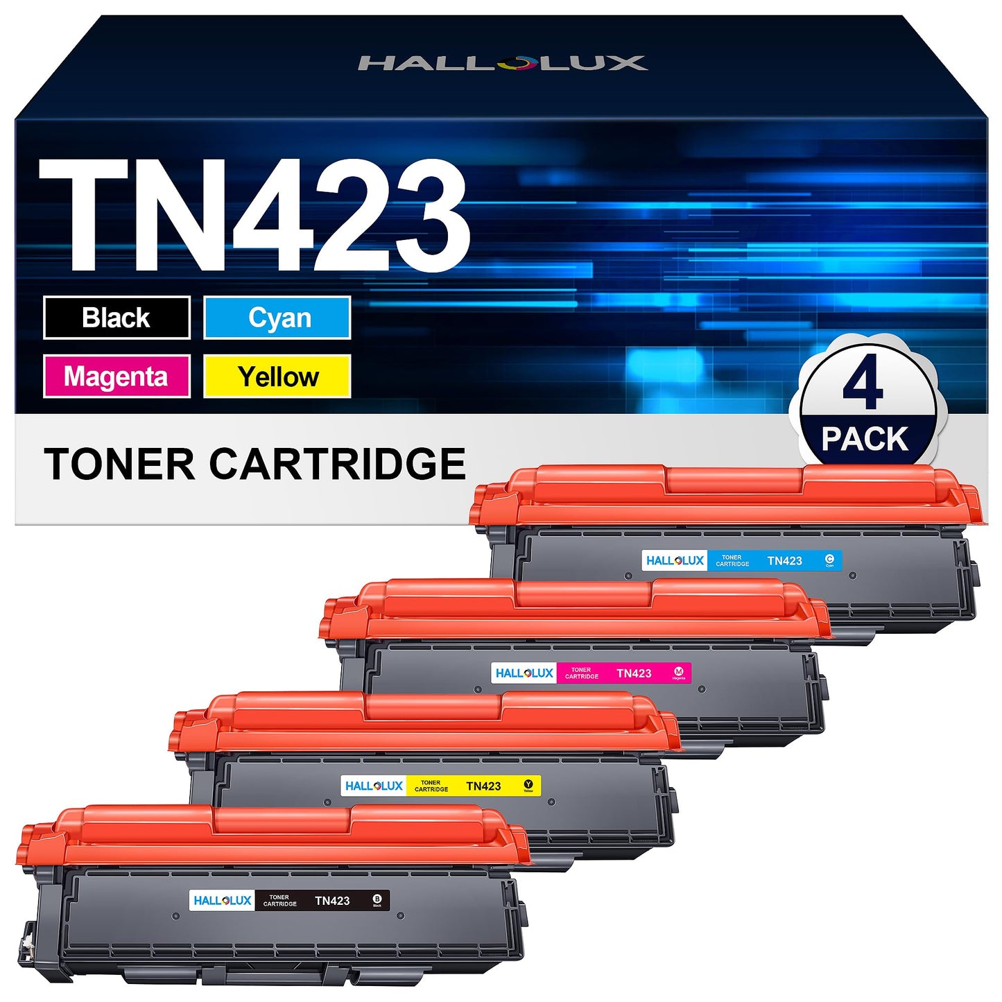 TN423 TN-423 compatible toner for Brother TN-423 toner multipack TN421 TN-421 for Brother MFC-L8690CDW toner HL-L8260CDW DCP-L8410CDW HL-L8360CDW (1 black, 1 cyan, 1 magenta, 1 yellow, 4 pack)