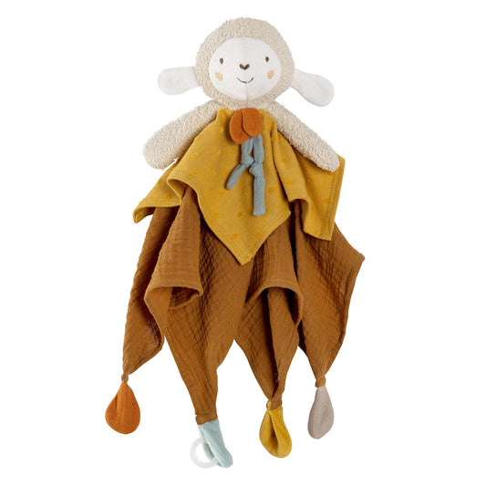 Fehn Cuddly Blanket Sheep fehnNATURE - Playmate & Fabric Snuggle Blanket made of organic cotton - with pacifier attachment - for babies & toddlers from 0+ months
