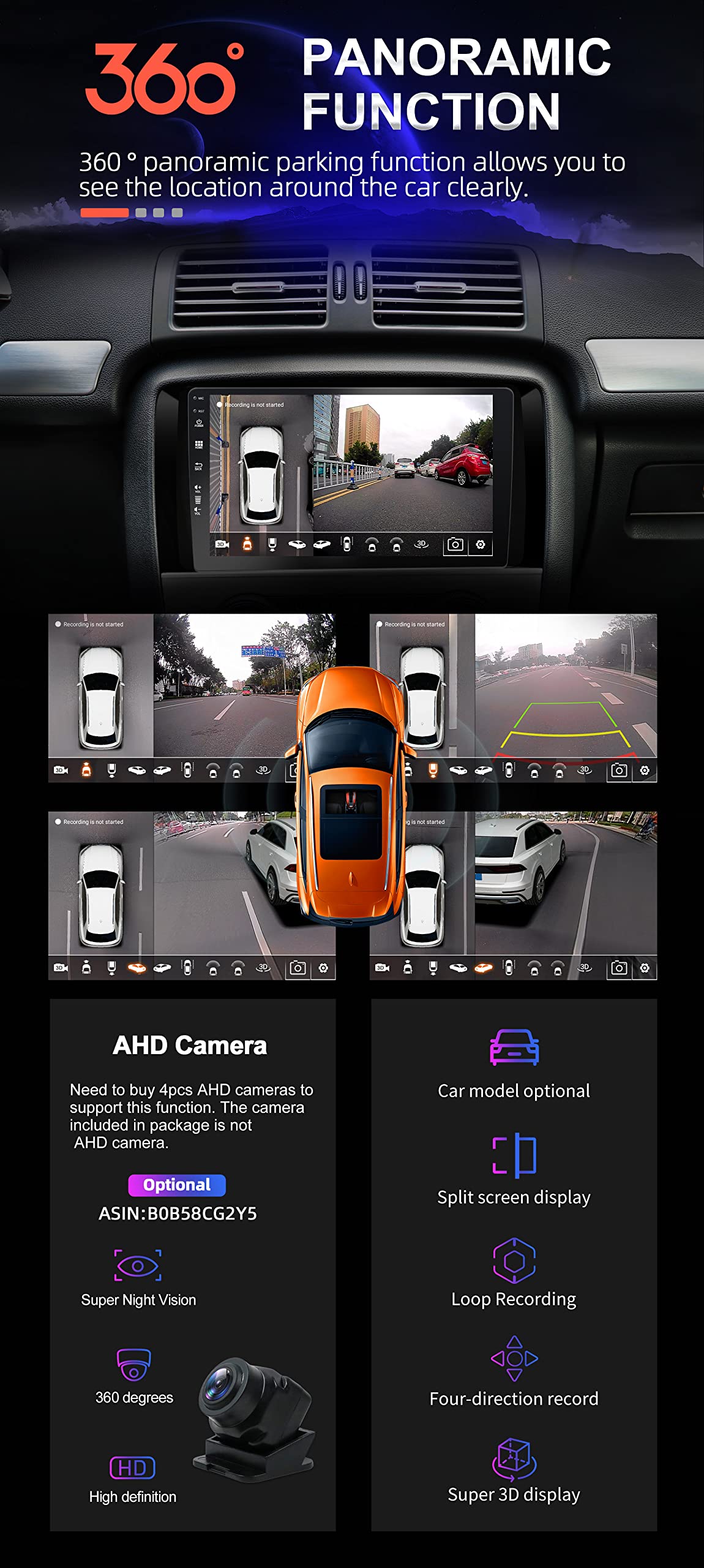 SXAUTO Android 13 - [6G+128G] - IPS Car Radio fits Ford S-Max (2006-2015) - Built-in Wireless Carplay/Android Auto/DSP - Camera + MIC - DAB SWC WiFi Fast-Boot 360-Camera 4G BT5.0-2 Din 9 Inch