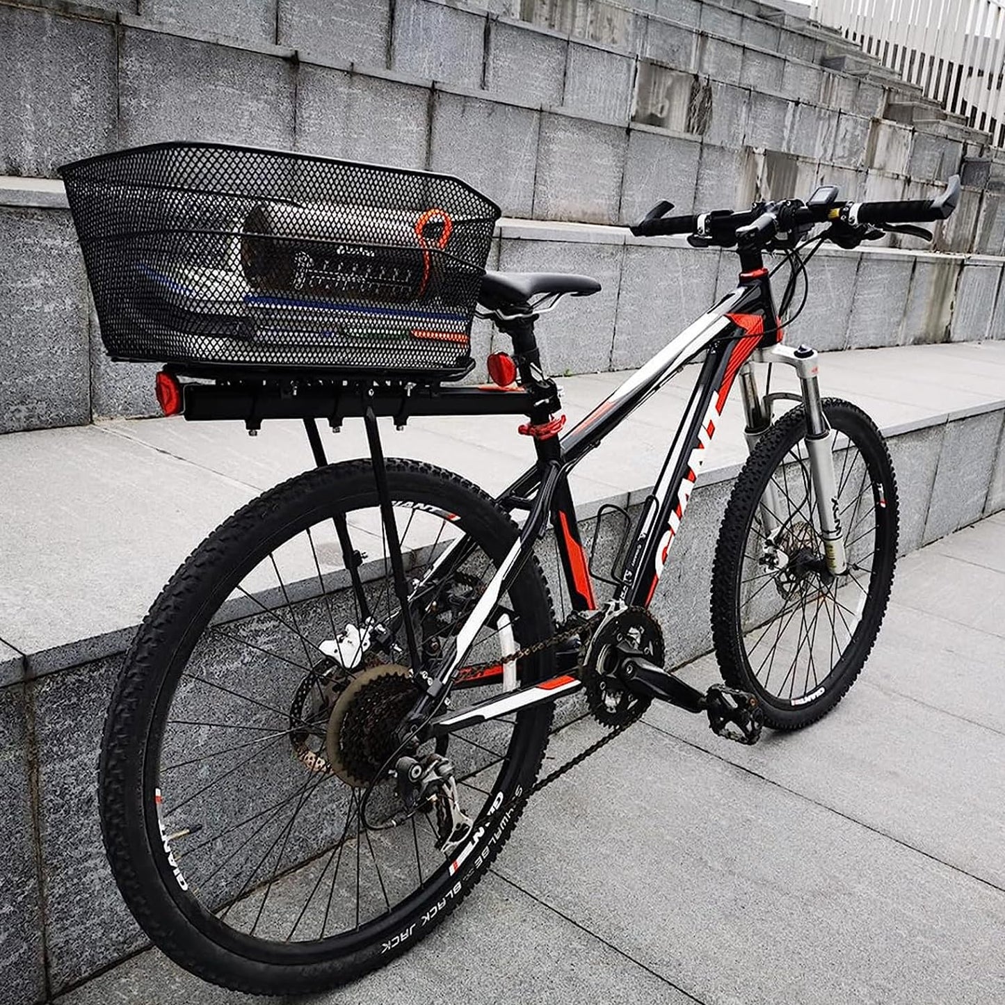 BINOTHINK Rear Bike Basket, Metal Large Bicycle Basket Stable Rear, Bike Rear Rack Basket with Mounting Accessories for Small Dog Shopping Picnic Backpack (S2)