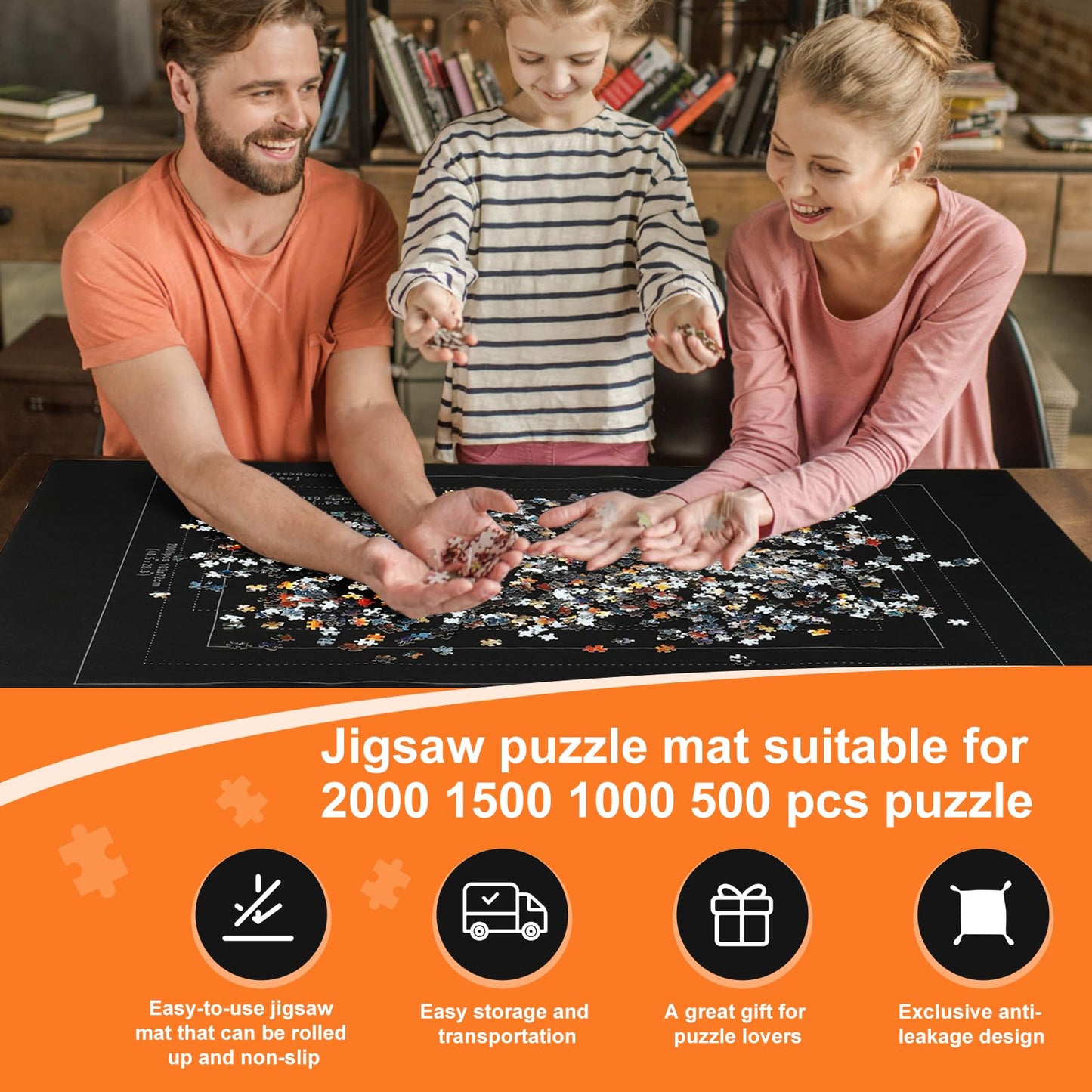 Puzzle mat puzzle roll, puzzle mats for puzzles up to 2000, 1500, 1000 easy to store and transport, giant felt mat for storing puzzles.