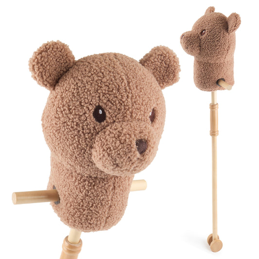 Bieco Hobby Horse for Kids Bear Mika | Hobby Horse Riding Toy | Stick Horse Trotting | Wooden Horse Stick | Beautiful Hobby Horses for Children Stick Pony Toddler Accessory