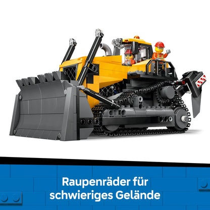 LEGO City Yellow Bulldozer Set - Toy construction site, BUILD and playset - realistic construction vehicle with driver and 2 construction workers - gift idea for kids aged 8 and up - 60466