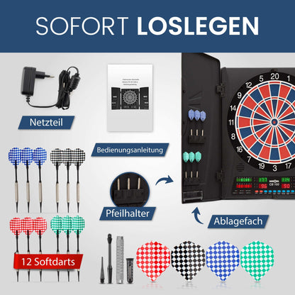 Electronic Dartboard Dartona CB160 Cabinet | Official tournament size | Electronic darts board | Tournament board with 33 games and over 160 variations.