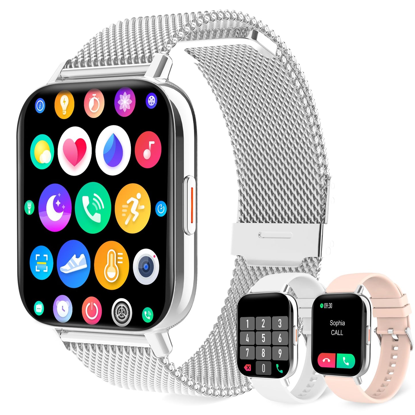 Women's smartwatch with phone function 1.69" personalized screen fitness watch for women with pedometer, calorie counter, heart rate monitor, sleep tracker, menstrual cycle tracker, SpO2. Smart Watch compatible with iOS and Android.