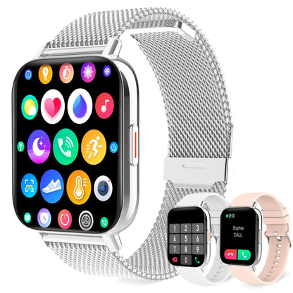 Women's smartwatch with phone function 1.69" personalized screen fitness watch for women with pedometer, calorie counter, heart rate monitor, sleep tracker, menstrual cycle tracker, SpO2. Smart Watch compatible with iOS and Android.